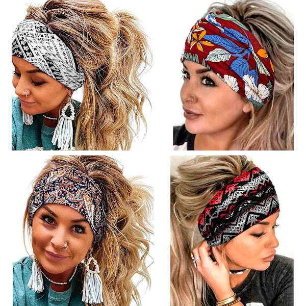 Pieces Bred Boho Hårbøjler til Kvinder Elastisk Skridsikker Hårbøjle Fa