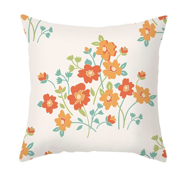 Kuddfodral Blekningsfritt Osynligt Blixtlås Polyester Persika Hud Blomstertryck Kuddfodral för Soffa G