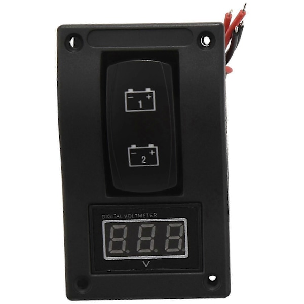 12-24V LED Dobbel Batteri Testpanel Vippebryter Bil Lastebil Marine Båt Voltmeter 4P