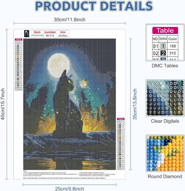 ##/5D diamantmålning-DIY-30x40cm-Snygg katt under månen##/