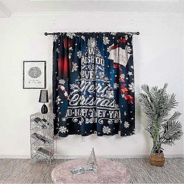 Dekorativt gardin 140x130cm Polyester Snømannmønster - Festlig Aksent