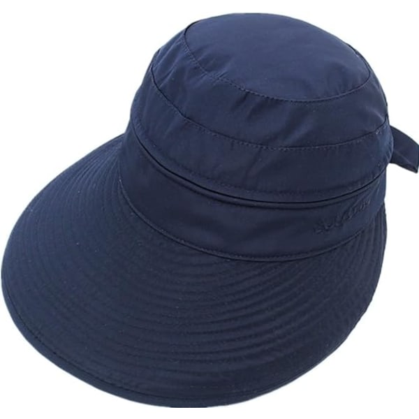 Skjul Blue-Women Dame Sol Hat Justerbar Foldbar Visir Cap