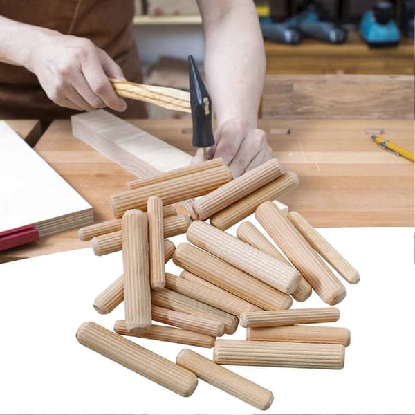 100 stk. 6/8/10 mm Tredybler Rillede Solid Konstruksjon Trebearbeiding Massivt Tre Fasfrest Runde Sporede Plugger for Håndverk 8mm