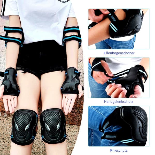 ##/S, Skyddssats 6 i 1 armbågsskydd handledsskydd, professionella knäskydd##/