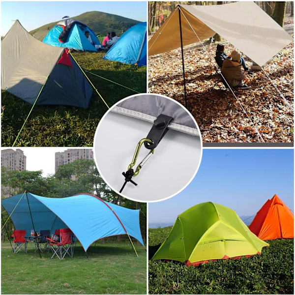 Tarp-klips, telt-klips, karabinkrok, strikk, for presenning, camping