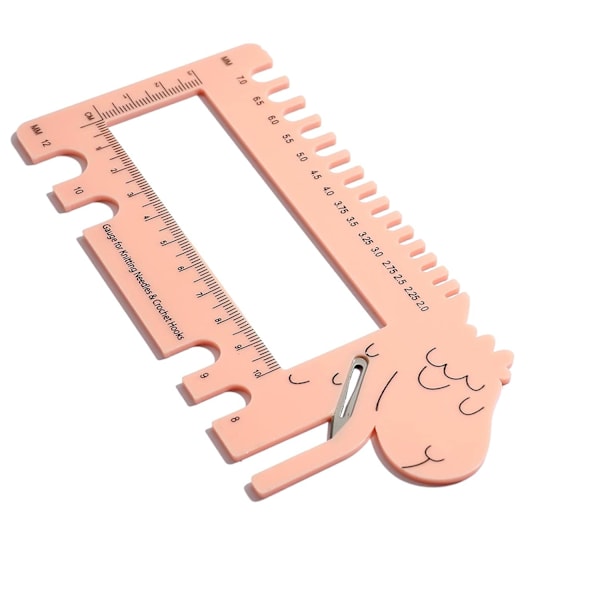 ##/Stickstorleksmätare, Rosa, Plast Stickstorleksmätare Verktyg Linjal Sticka##/