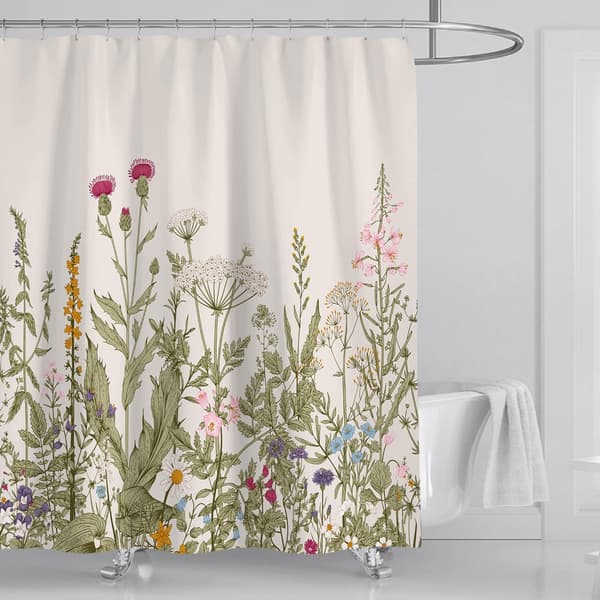 Blomster Dusjforheng Vanntett Mugg- og Soppresistent Vaskbar
