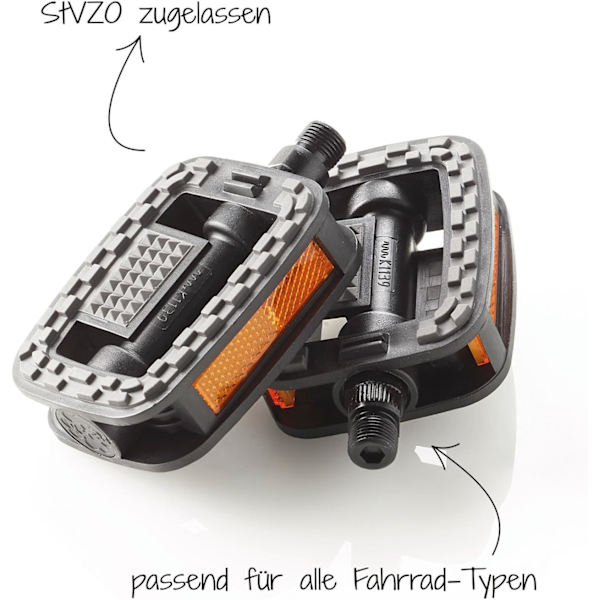 Pedaler med anti-slip strimler og reflektorer, kompatibel med alle
