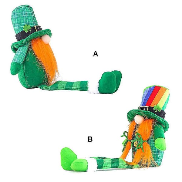 Pyhän Patrickin päivän tonttu lelu pehmonukke kotitalouden koristeet onnekas green hat long leg