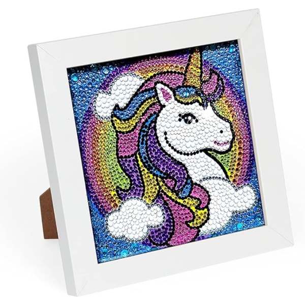 Diamantmaleri for barn Unicorn (blå), Unicorn DIY maling for