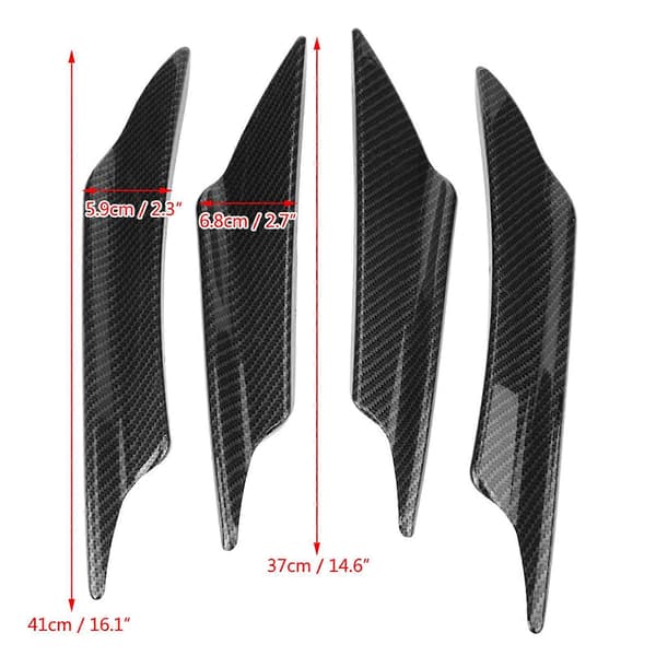 4 stk Bil Frontfanger Deflektor Leppe Splitter Finner Canards Kroppsspoiler Karbonfiber