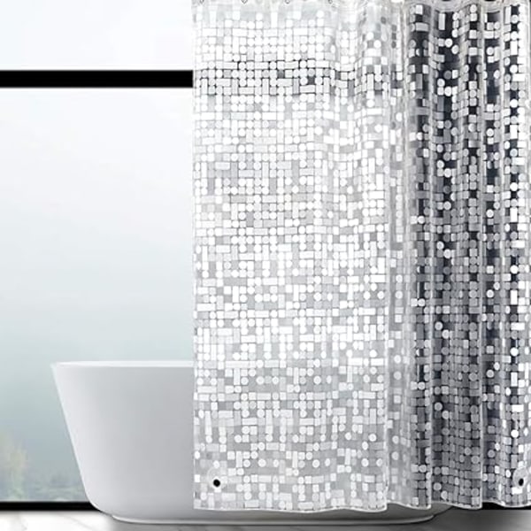 Dusjforheng 180 x 180 cm, Halvtransparent Geometrisk Bad