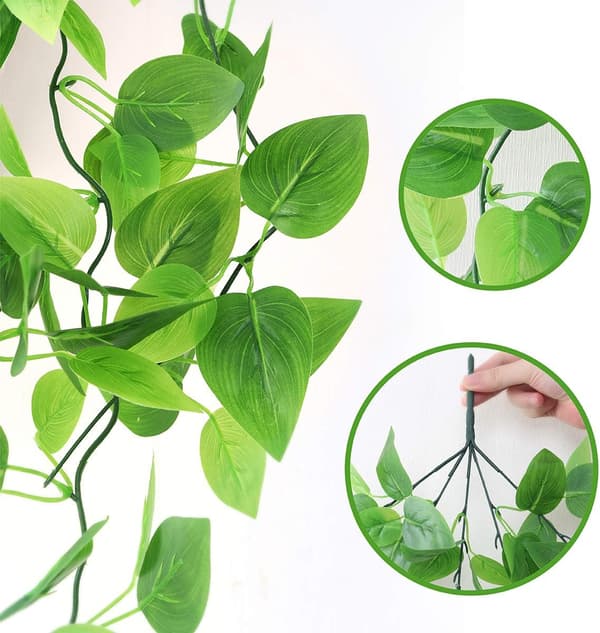 2-pack konstgjorda hängande växter med korgar, konstgjorda gröna blad I