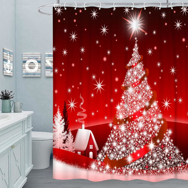 ##/Duschdraperi Jul, Röd, 180 x 200 cm, Mögelresistent, Ch##/