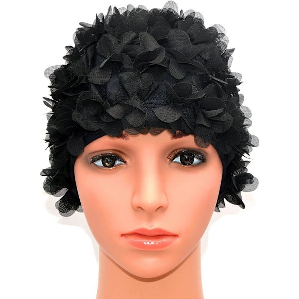 ##/Dames Badehætte i Blonder - Retro, Vintage Stil - Blomsterblade（##/