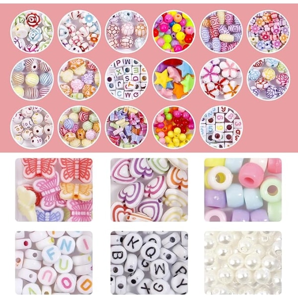 Kids Beads, 550+st Pärlor för armband, Smycken Pärlor Kit Lämplig