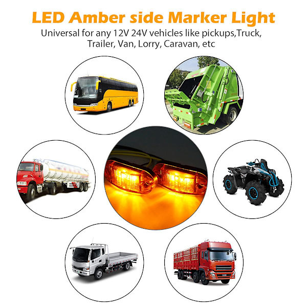 10 stk. LED Markeringslys til Lastbil Trailer Sidemarkeringslys -