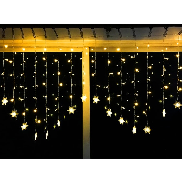 Julevinduelykter Gardinlys 3,5m 96 LED Snøflak Fe
