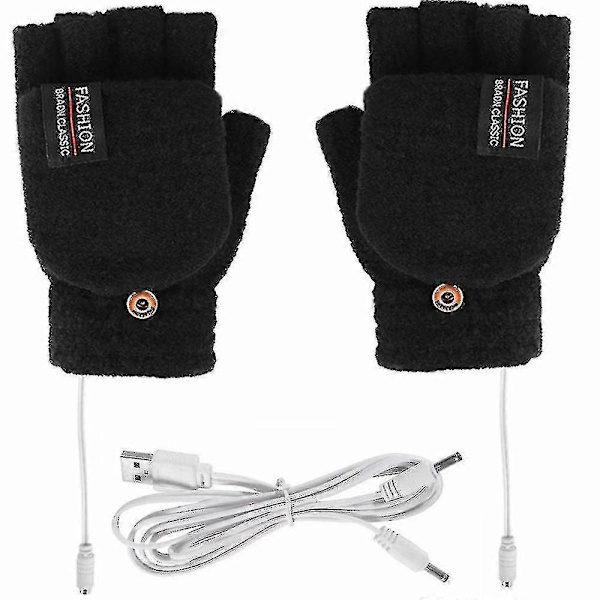 Elektriske varmehansker termisk USB-lading håndvarmer oppvarmede votter-shry Black