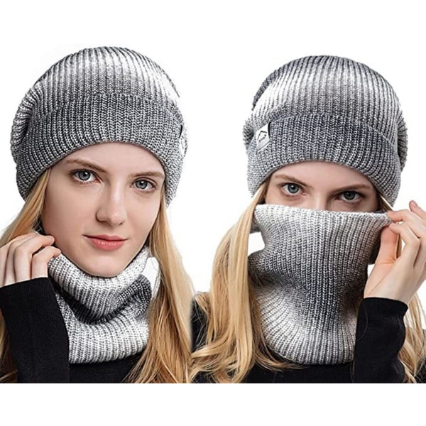 #Hat & Tørklæde Vinterhue Strikket Hue Tørklæde Dame Warm Hat Tørklædesæt#