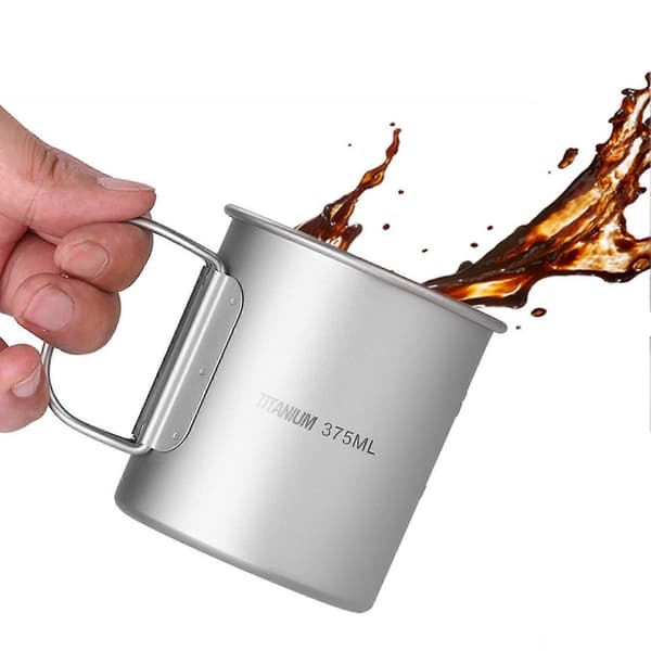 220ml/330ml/450ml/550ml Dubbelväggig Titankopp Vatten Kaffe Te Mugg för Hemmakontor Utomhus Camping Vandring Backpacking Picknick