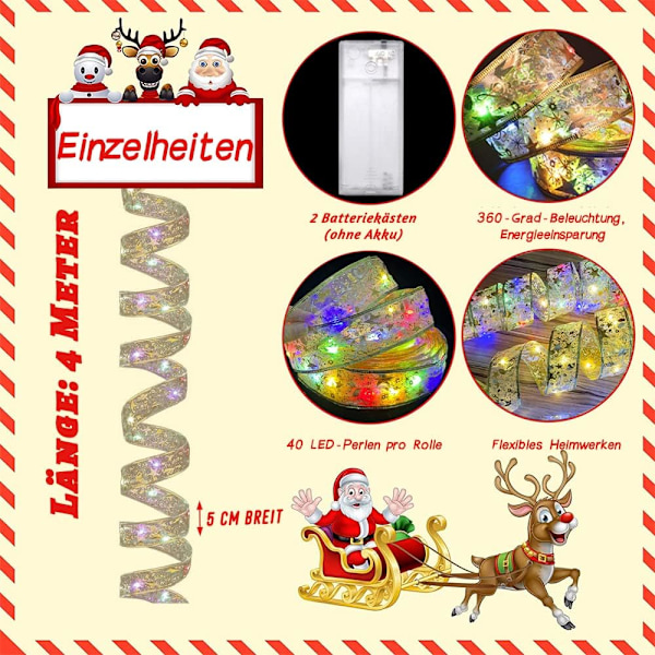 ##/Julelys med bånd (4M, Fargede lys), Julelys##/