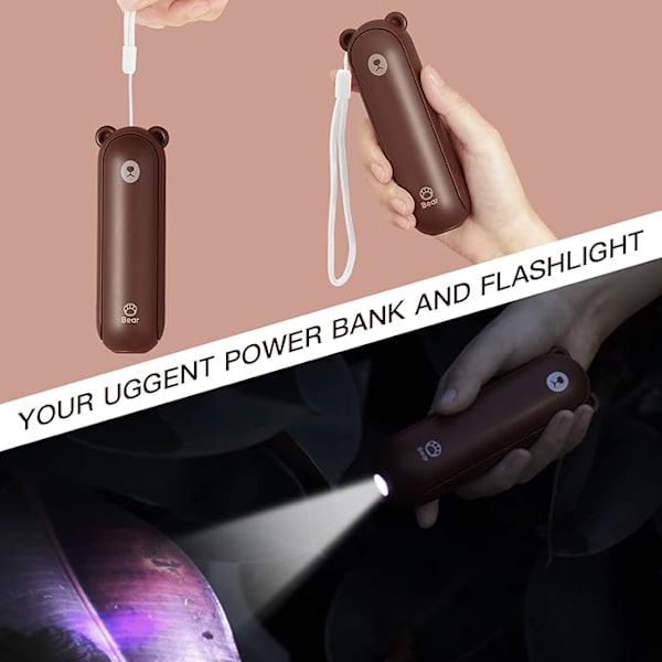 ##/Håndholdt Fan med 4800 mAh Powerbank Max 46 Timers Kørselstid Lommefan Batteridrevet 3 Hastigheder - Brun##/