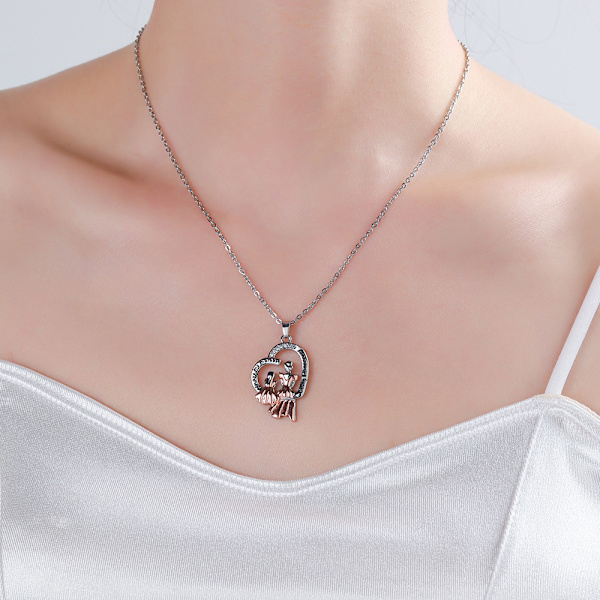 Äidin lahjat Sterling Silver Mom kaulakorut Äiti ja lapsi Rakkaus Hän