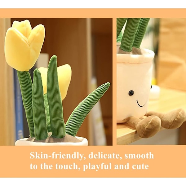 Tulipan Plyslegetøj, 35 cm Blomst Pot Fyldt Plushie Pude Dec