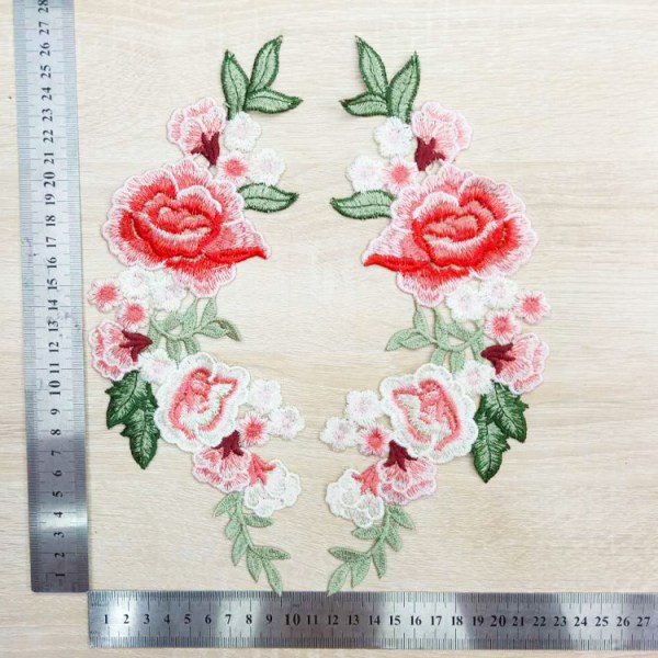 7 stykker broderte lapper Blomst Sy på lapper Rose lapp fo