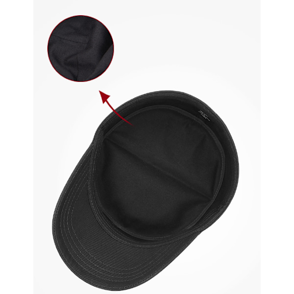 (M 58-60) Robust Bomuld Canvas Militær Stil Kasket, Justerbar, Uni