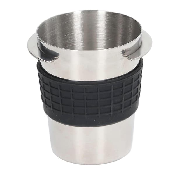 58mm Kaffedoseringkopp i rustfritt stål, kaffemaskin håndtak mottakspulverkopp med silikonring, rustfritt stål farge