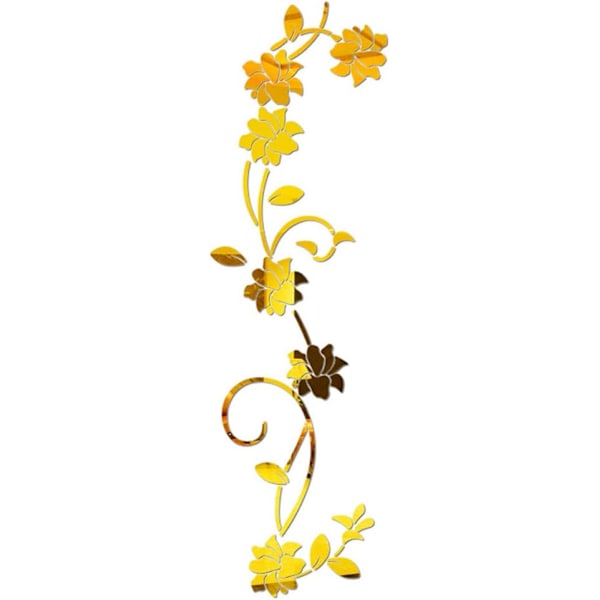 Blomsterranke Akryl Speil Veggklistremerker, Elegant Speilsetting