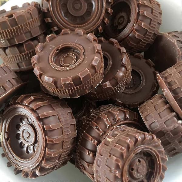 3D Rund Dekk Fondantform - Lastebilhjulform Silikonform for Sukkerhåndverk Kakedekorasjon, Sjokolade