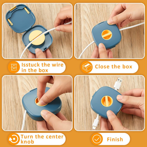 3 Farger, USB-kabelvikler 3 stk Utvidbar ladekabelholder