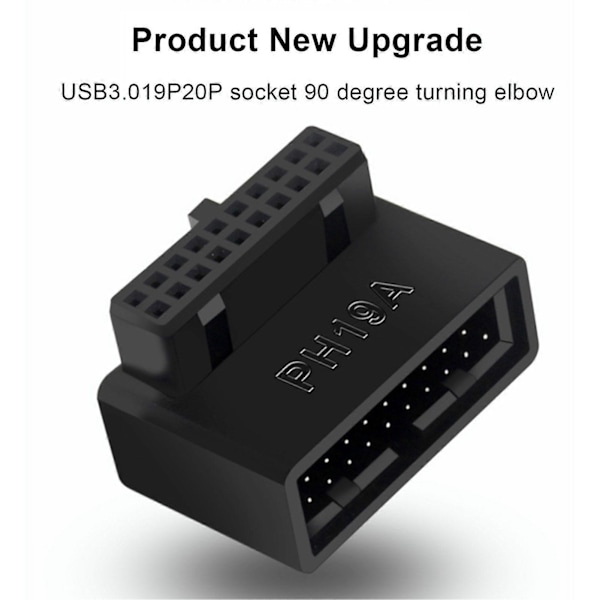 USB 3.0 20/19 Pin Hane till Hona Inåtgående till Utåtgående 90-Graders Vinkel Expansionskonverter Adapter för Moderkort Dator Huvudkort Adapter för PC Com B