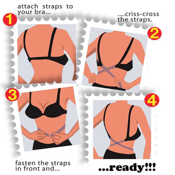 3-pack förlängningsband för BH / Låg rygg - (Svart, vit, beige) flerfärgad one size