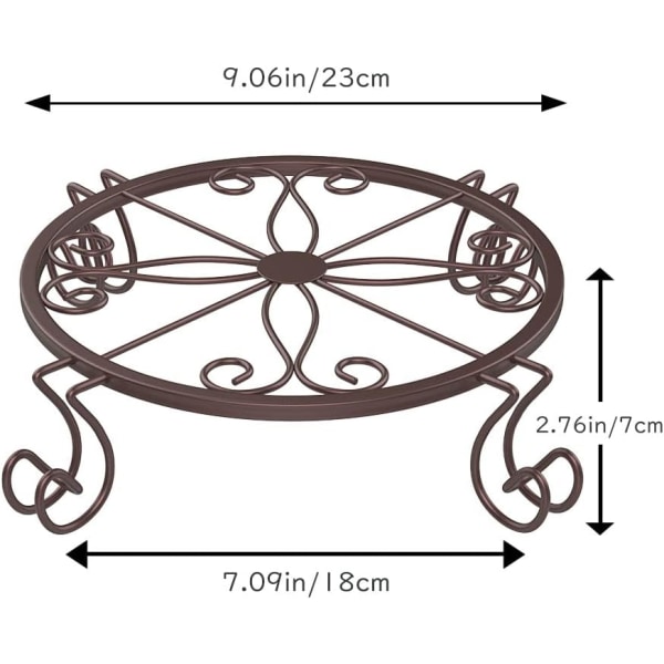 Blomsterpottestativer, sett med 3 runde metallplantestativer, 9 tommer rust