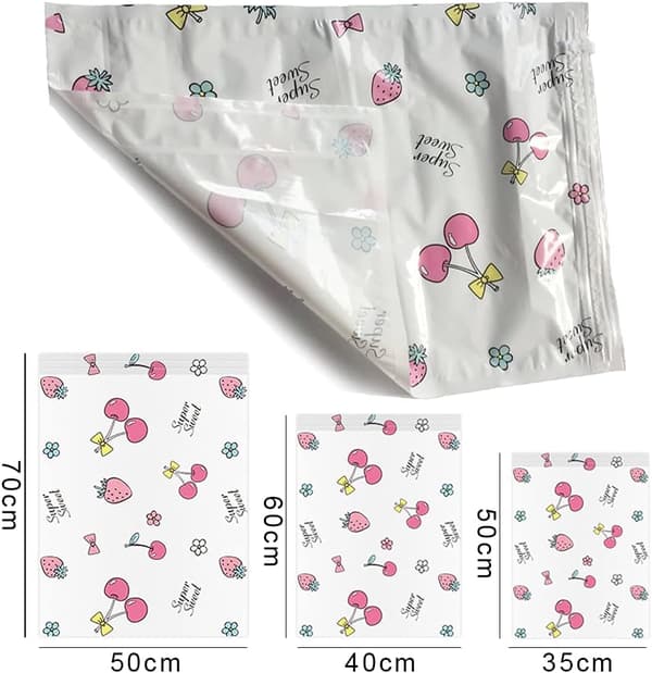 Vakuumförvaringsväska, 5-pack rulle, 2(35x50cm)+2(40x60cm)+1(50x70cm)