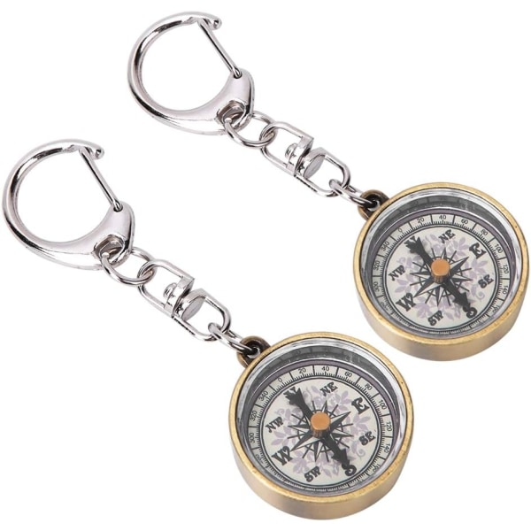 2-pack Kompass Nyckelring, Vintage Utomhus Camping Vandring Navigation