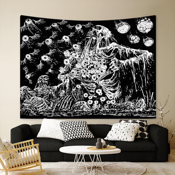 130x150cm Mustavalkoinen Kallo Seinävaate Luonnon Ystäville