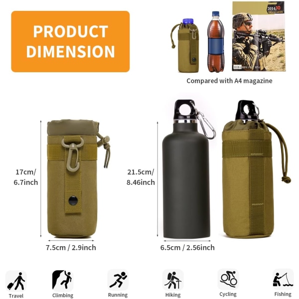Tactical Molle -vesipullolaukku, sotilasvaellusrepputaskut