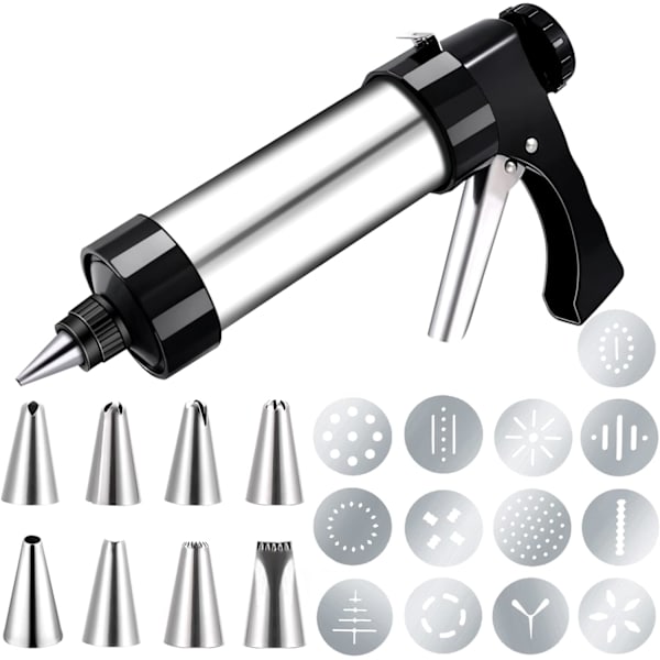 KeksPresspistol i Rostfritt Stål Spritz Cookie Maker Maskin för