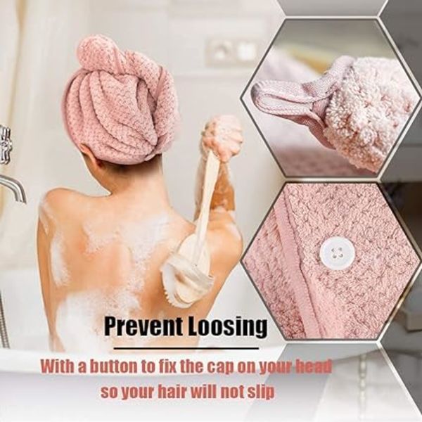 2-pack (Rosa och Brun) Mikrofiber Hårhandduk Hårwrap Hårhandduk
