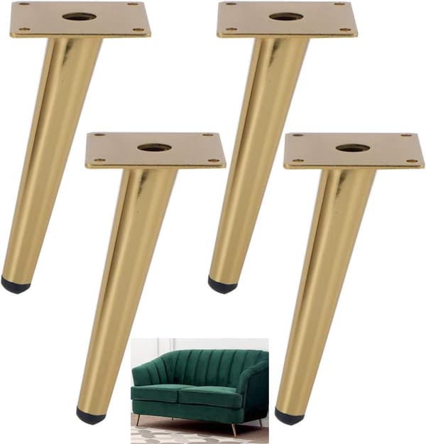 Set med 4 lutande soffben, bordsben, skåpsben, sängbordsben i metall