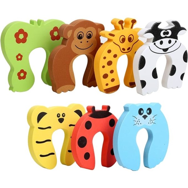 7-pack Fingerklämmor, Cartoon Djurdörrstopp Mjukt Skum P