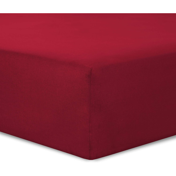 Sengetøy 140 x 200 cm - Farge: rød 4 elastiske hjørner