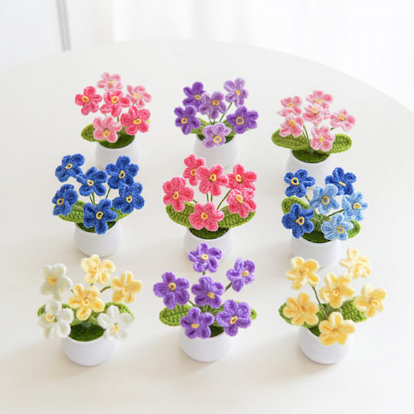 /#/Konstgjord växt grön i kruka Stickade blommor ros 1 st/#/