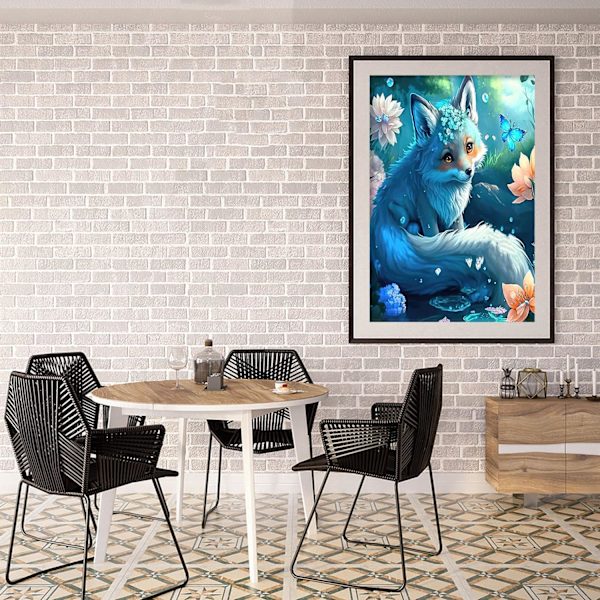 ##/5D diamantmålning-DIY-30x40cm-blå rävprinsessa##/