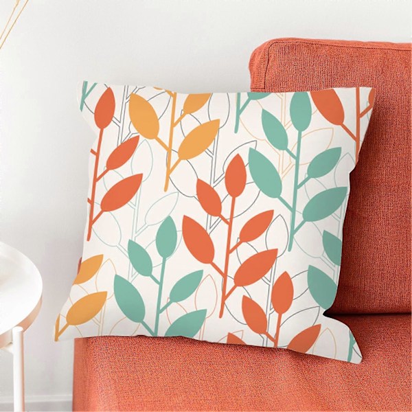 Kuddfodral Blekningsfritt Osynligt Blixtlås Polyester Persika Hud Blomstertryck Kuddfodral för Soffa A
